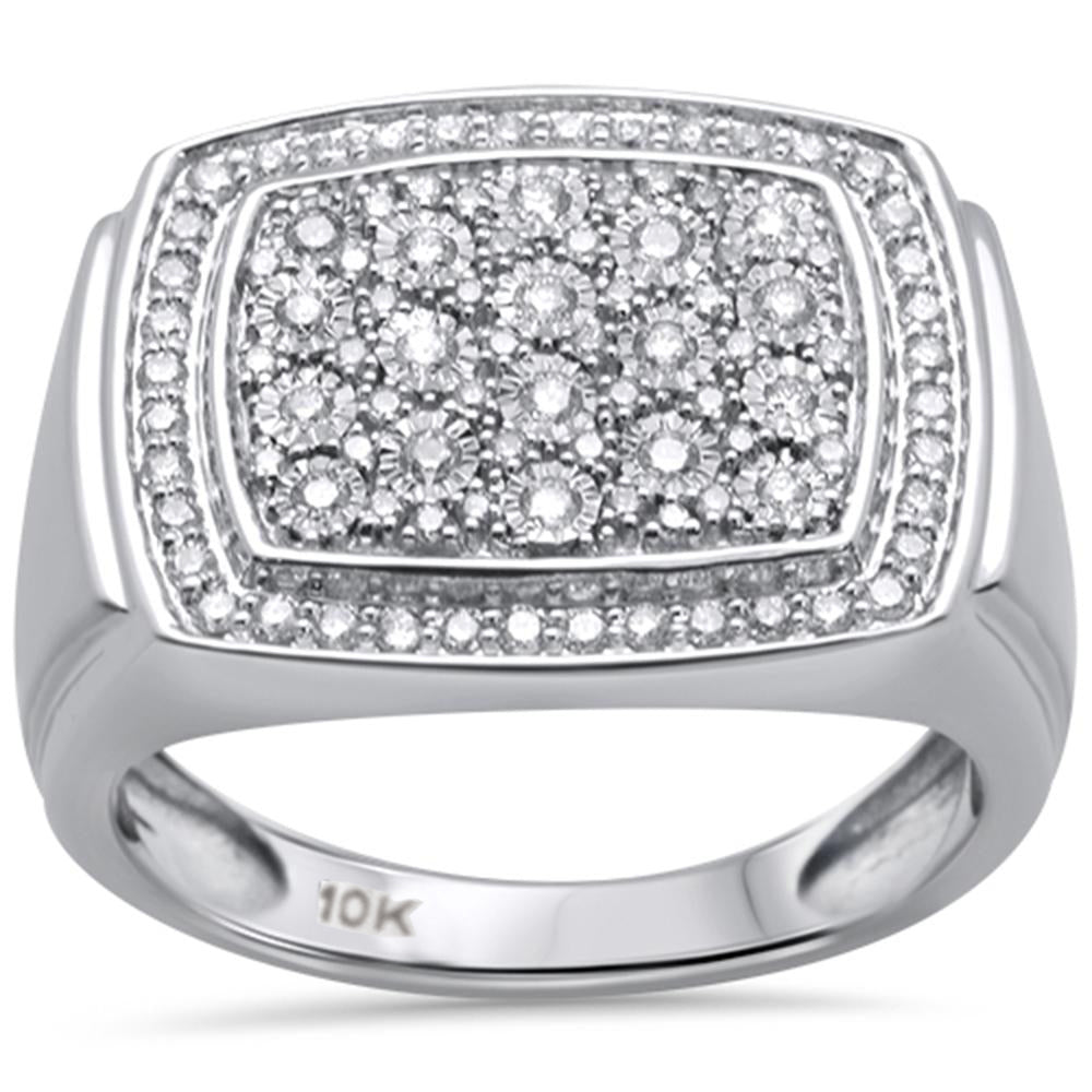 .62ct 10K White GOLD Diamond Men's Ring Band Size 10