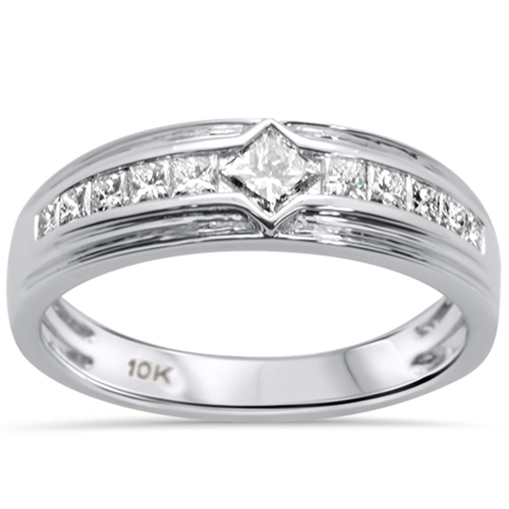 .75ct 10K White GOLD Diamond Men's Ring Band Size 10