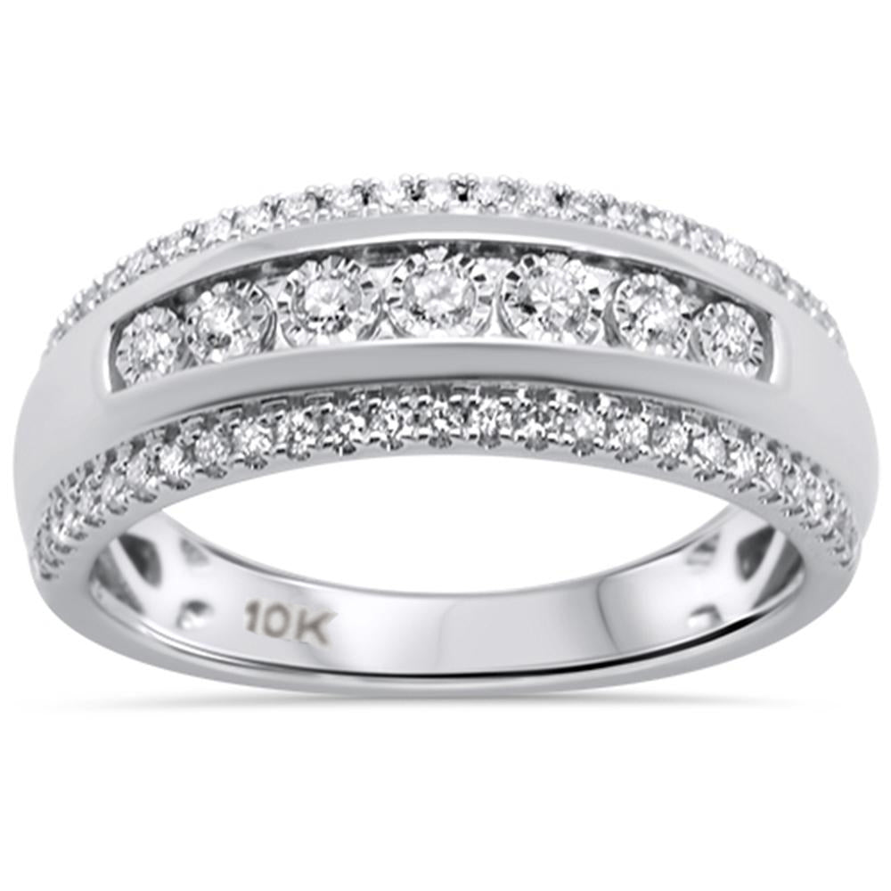 .49ct 10K White GOLD Diamond Men's Ring Band Size 10