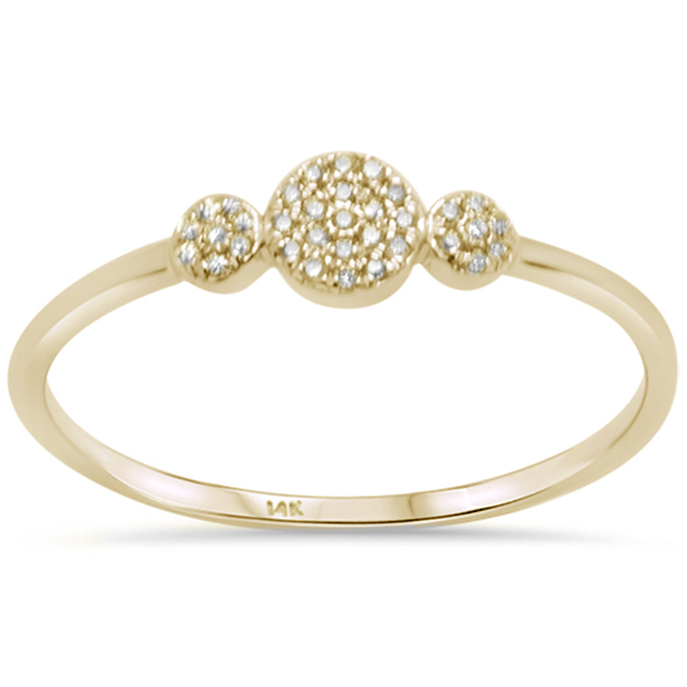 .05ct 14KT Yellow Gold Three Stone Trendy DIAMOND Ring Size 6.5