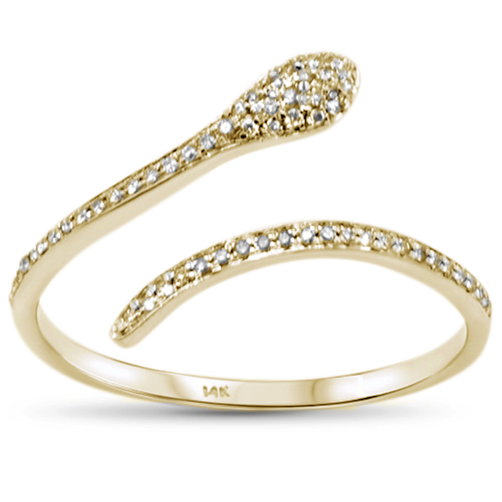 .11ct 14KT Yellow GOLD Snake Serpent Trendy Wrap around Diamond Ring
