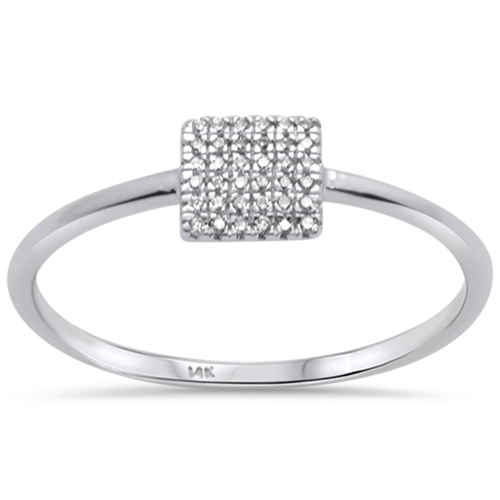 .06ct 14KT White Gold Square Trendy Diamond RING Size 6.5