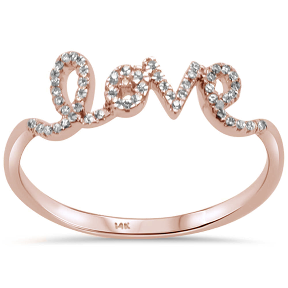 .12ct G SI 14K Rose Gold Heart Love Script Trendy Diamond RING Size 6.5