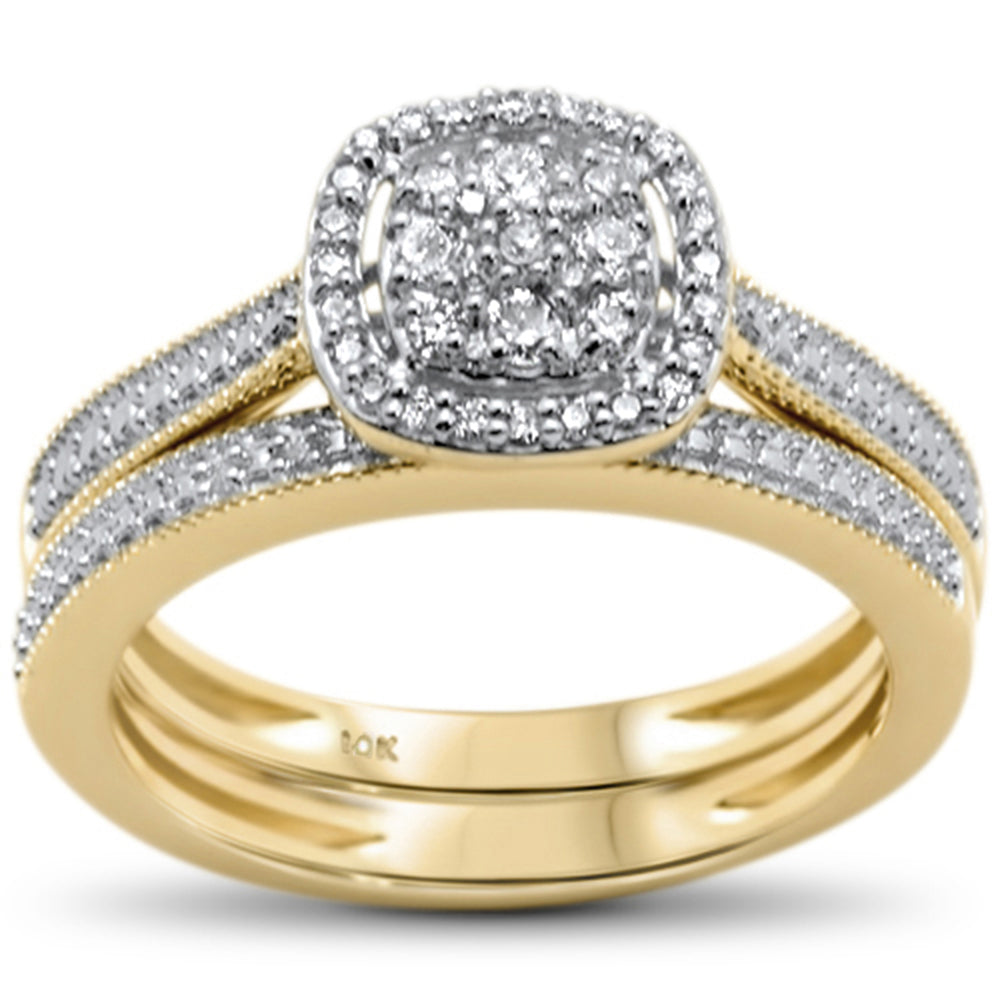 ''SPECIAL! .24ct F SI 10kt Yellow GOLD Diamond Enagement Bridal Ring Set Size 6.50''