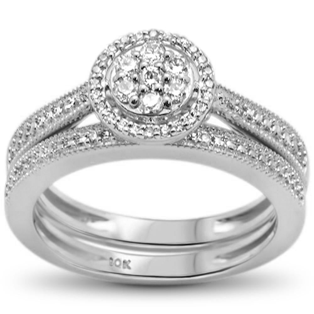 ''SPECIAL! .26ct G SI 10K White Gold Round DIAMOND Bridal Set Engagement Ring Size 6.5''