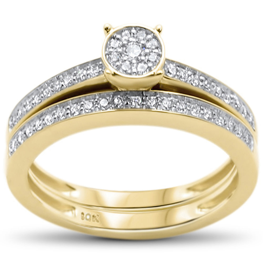 ''SPECIAL! .27ct F SI 10kt Yellow GOLD Diamond Engagement Bridal Ring Set Size 6.5''