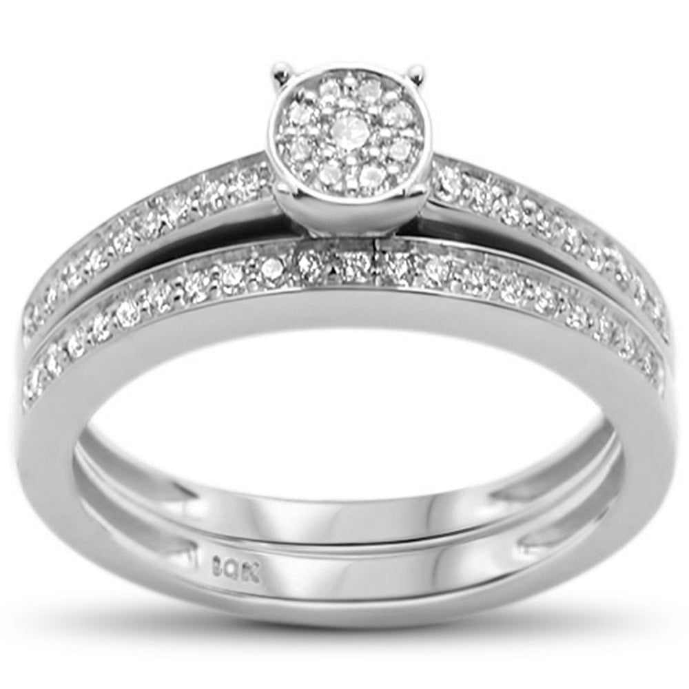 ''SPECIAL! .27ct F SI 10kt White Gold DIAMOND Engagement Bridal Ring Set Size 6.5''