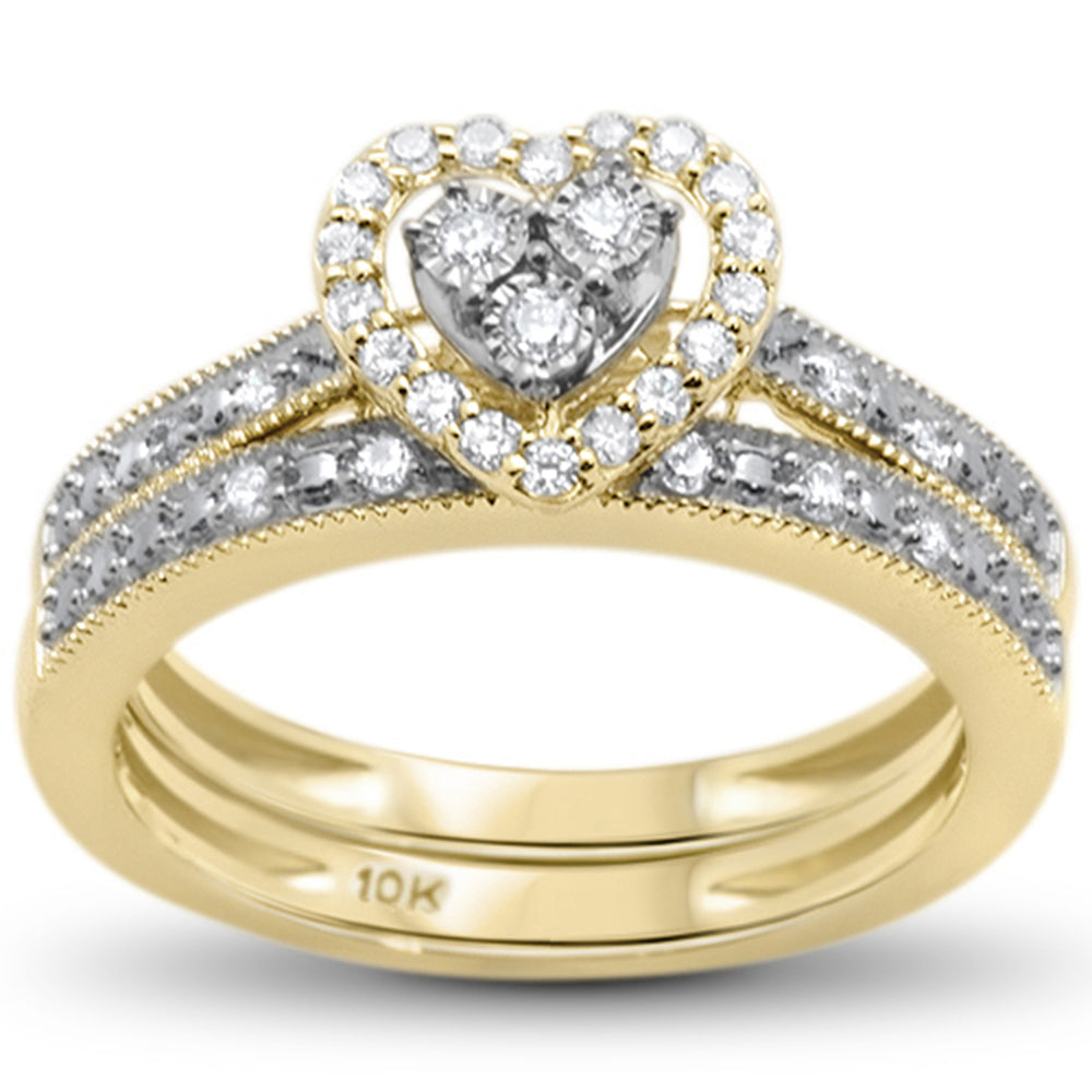 ''SPECIAL! .25ct F SI 10kt Yellow Gold DIAMOND Engagement Bridal Ring Set Size 6.5''