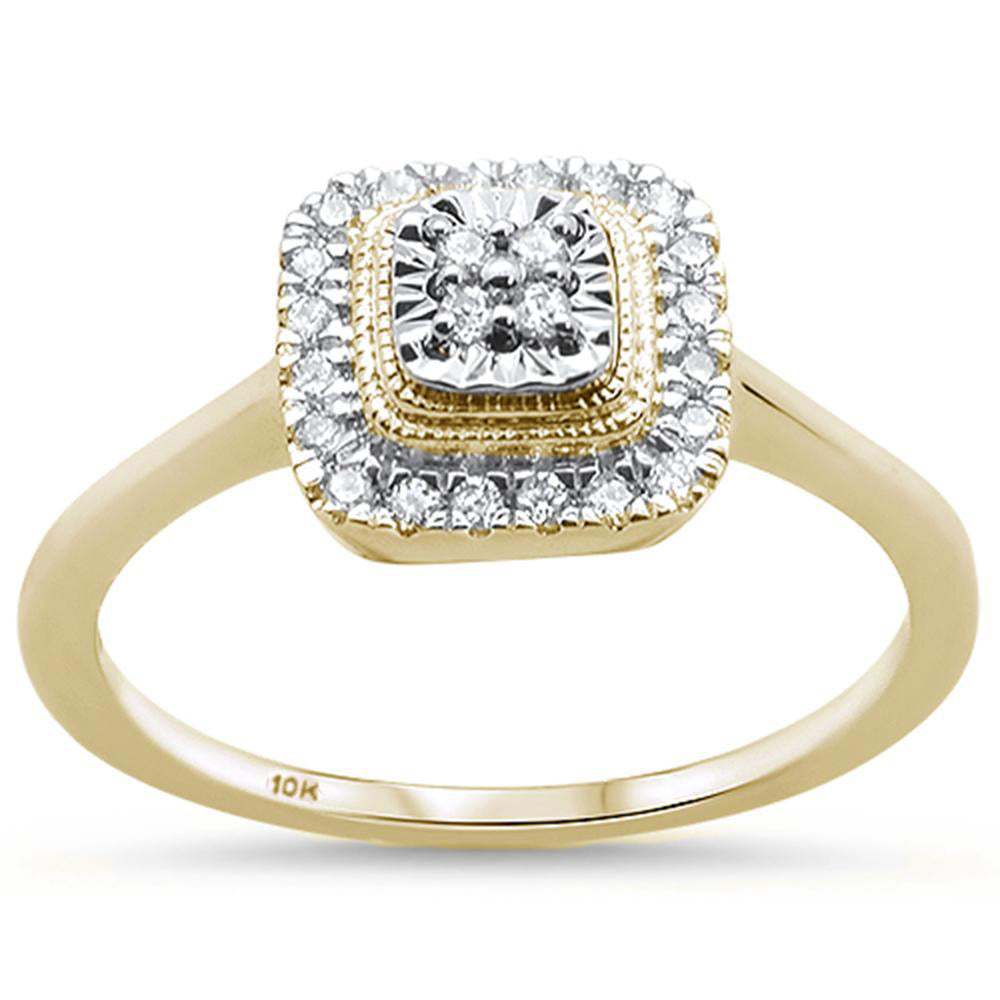 .16ct 10K Yellow GOLD Diamond Square Shape Miracle Illusion Engagement Ring Size 6.5