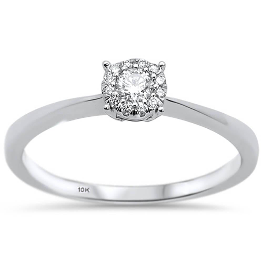.15ct 10K White GOLD Round Diamond Solitaire Engagement Ring Size 6.5