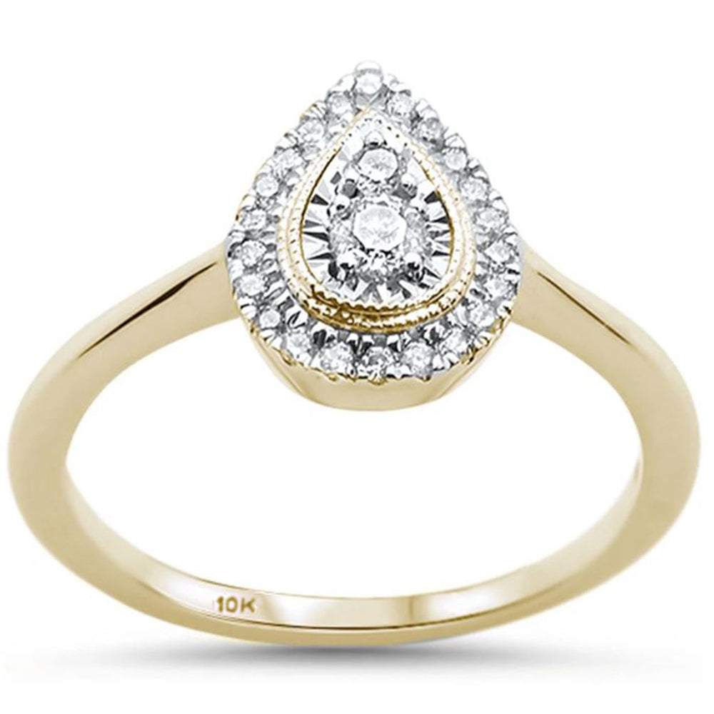 .21ct 10K Yellow Gold Diamond Pear Shape Engagement RING Size 6.5