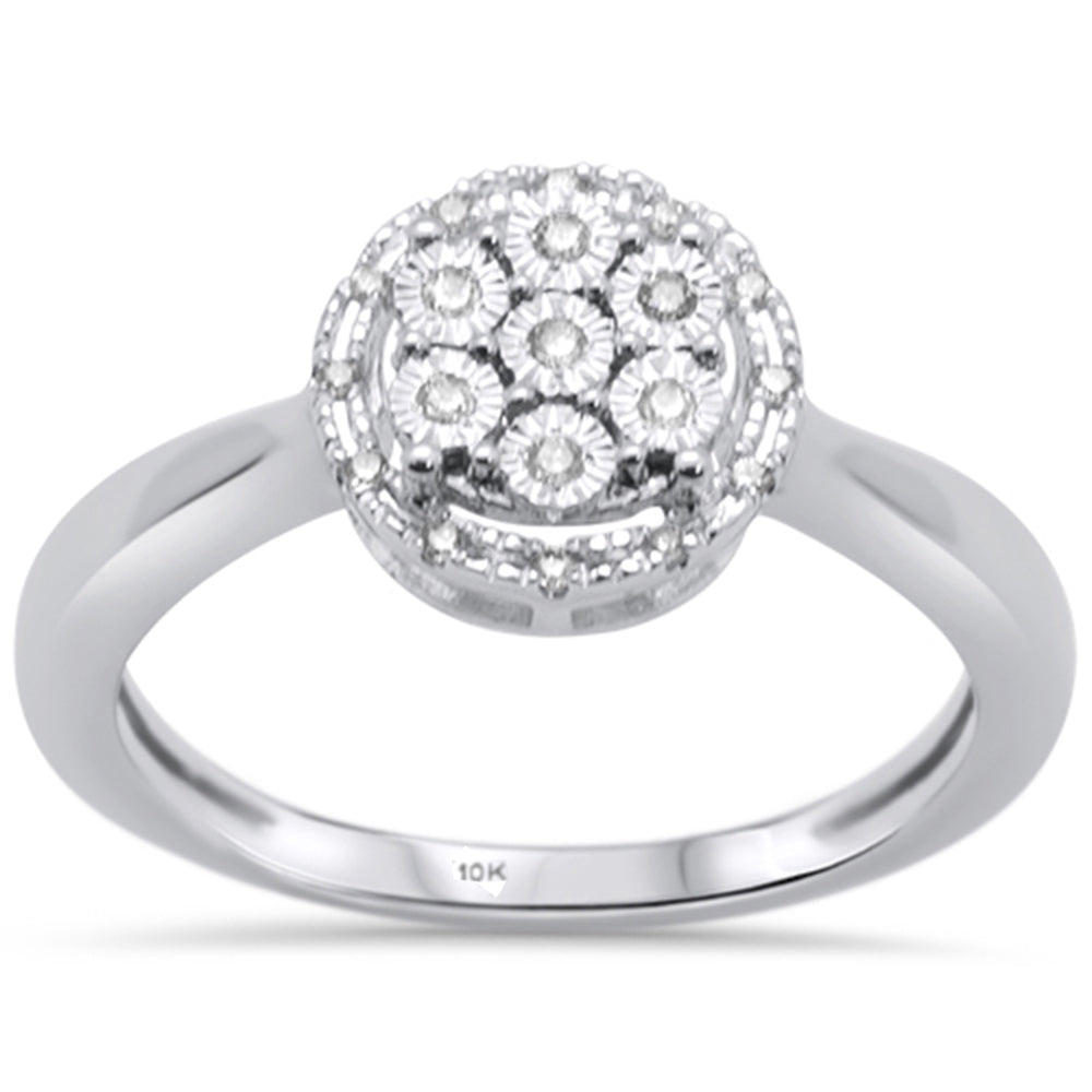 .10ct 10K White GOLD Round Diamond Halo Miracle Illusion Engagement Ring Size 6.5