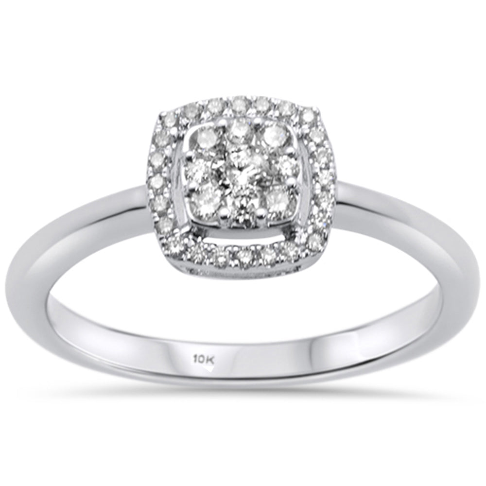 .25ct 10K White Gold DIAMOND Square Halo Engagement Ring Size 6.5