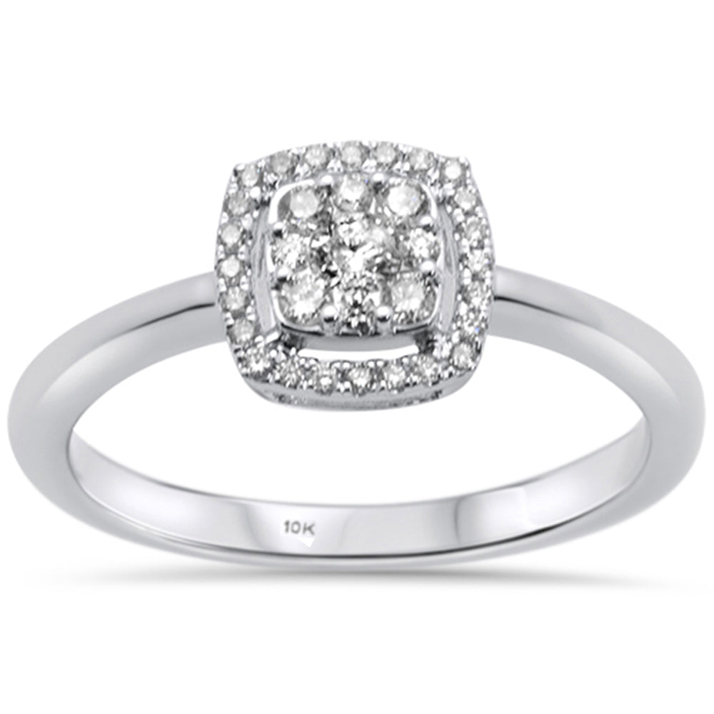 .25ct 10K White GOLD Diamond Square Halo Engagement Ring Size 6.5