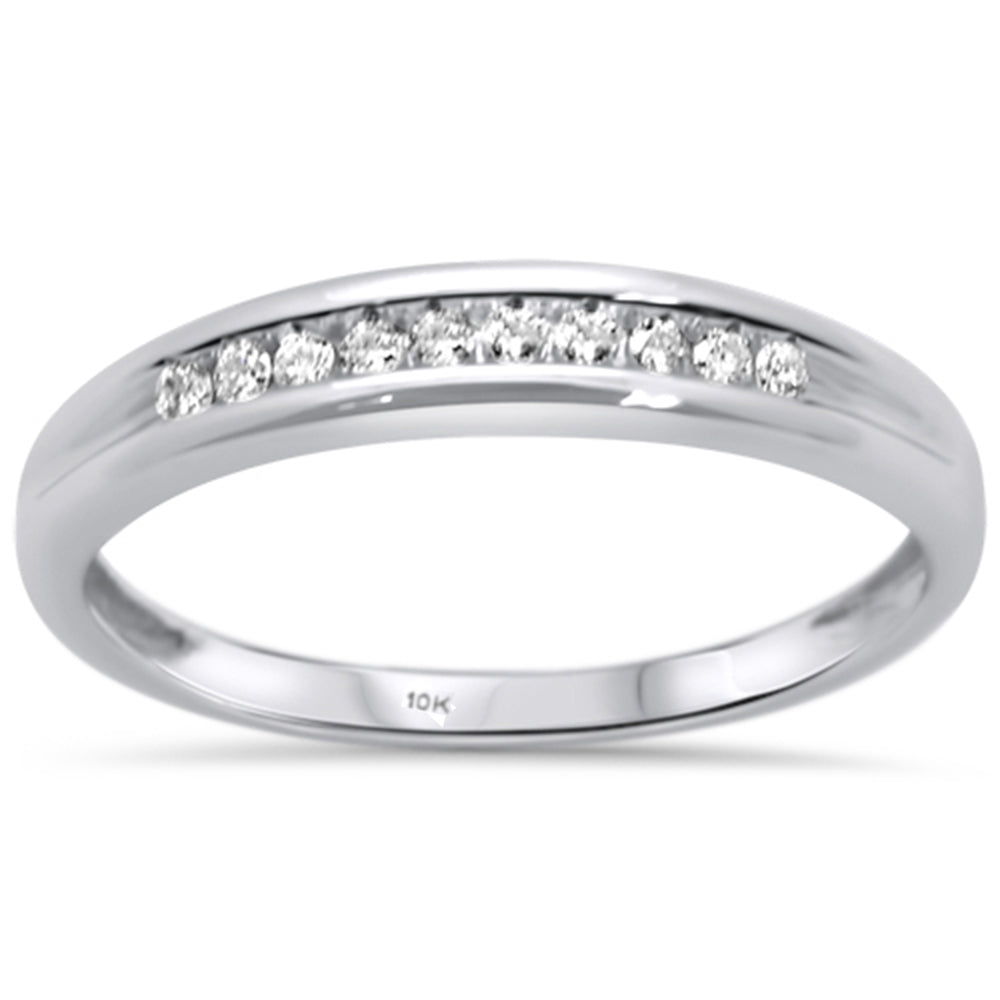 .10ct 10K White Gold DIAMOND Ladies Wedding Band Ring Size 6.5