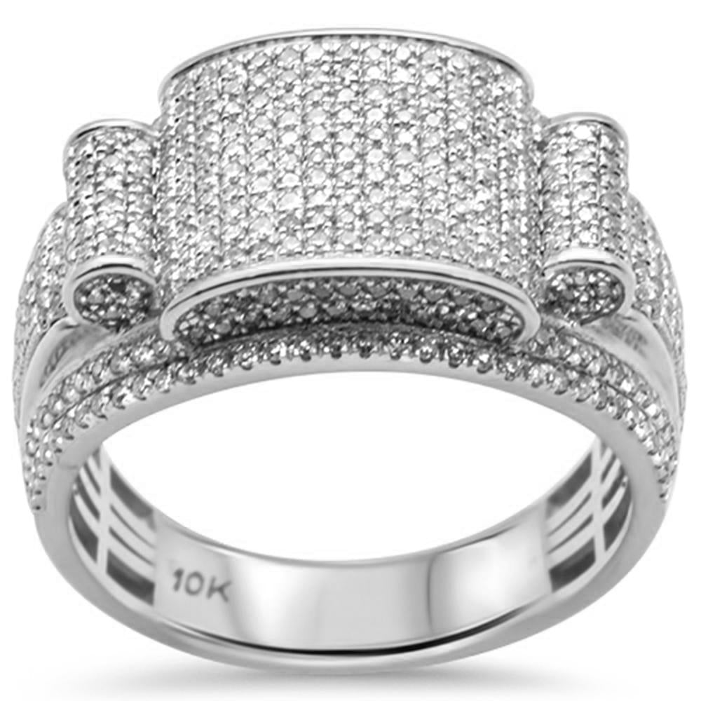 <span style="color:purple">SPECIAL!</span> 1.13ct G SI 10K White Gold Diamond Men's Iced out Micro Pave Ring Size 10