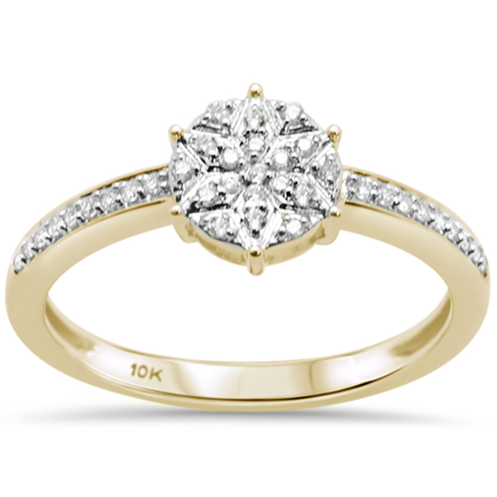 .15ct G SI 10K Yellow Gold Round DIAMOND Engagement Promise Ring Size 6.5