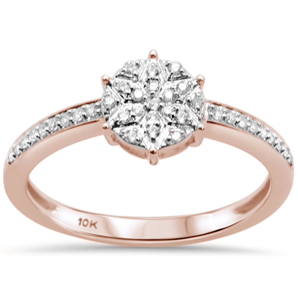 .15ct G SI 10K Rose GOLD Round Diamond Engagement Promise Ring Size 6.5