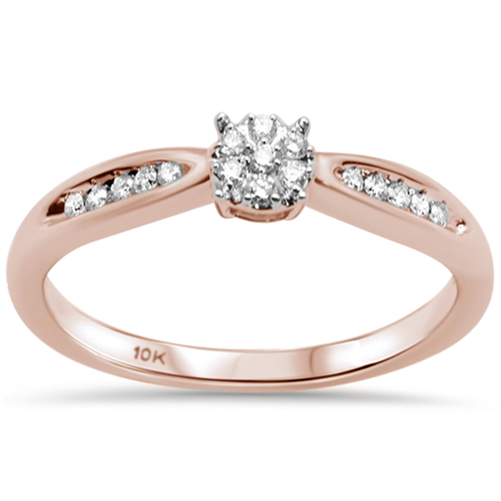 .10ct G SI 10K Rose GOLD Round Diamond Engagement Promise Ring Size 6.5