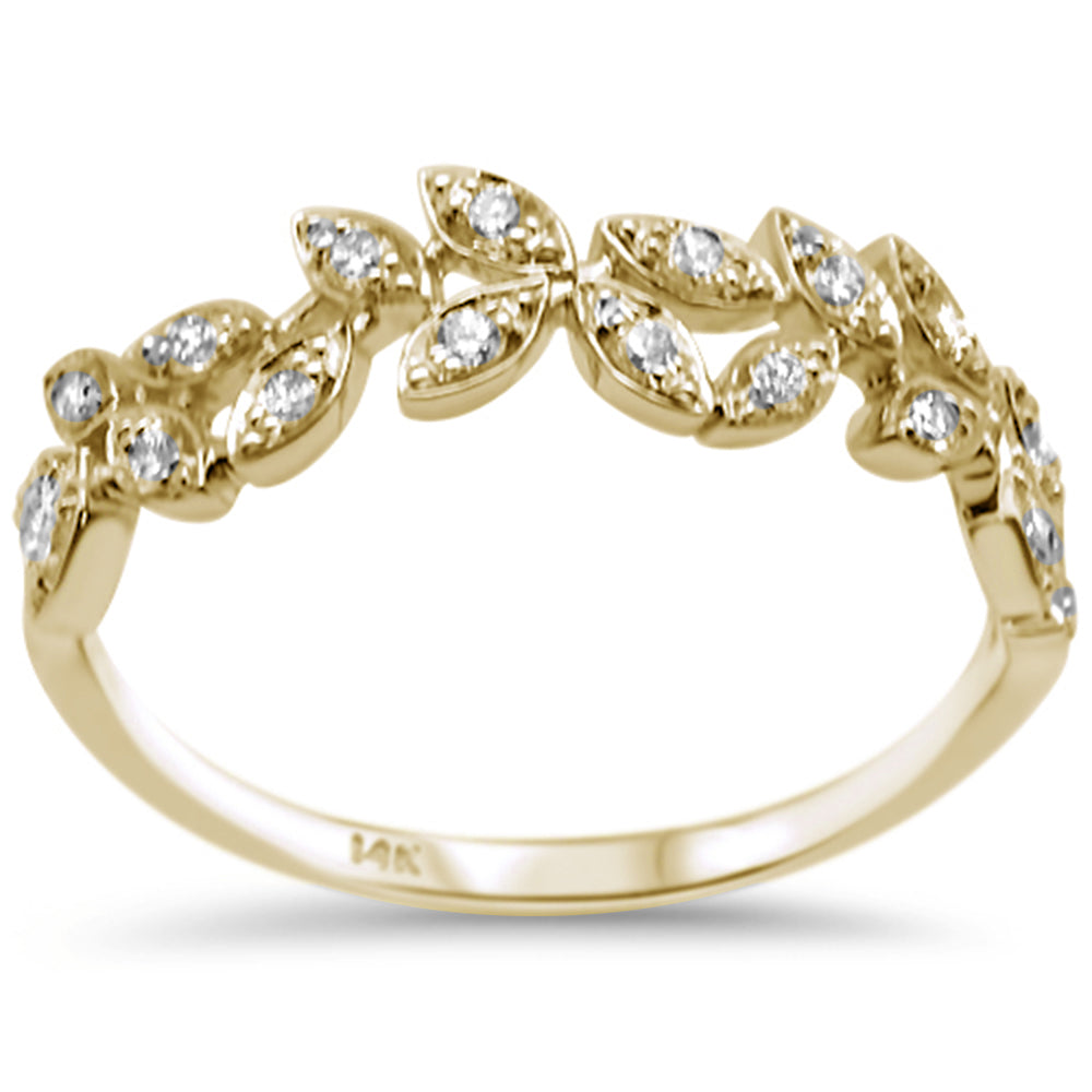 .24ct F SI 14K Yellow GOLD Fashion Diamond Trendy Band Ring Size 6.5