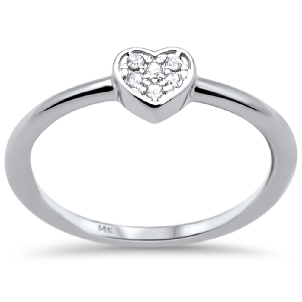 .05ct F SI 14K White Gold Heart Shaped Diamond Engagement RING Size 6.5
