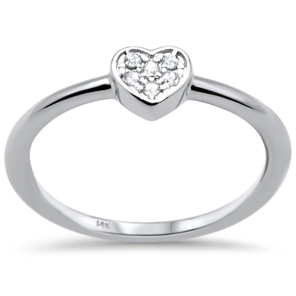 .05ct F SI 14K White GOLD Heart Shaped Diamond Engagement Ring Size 6.5