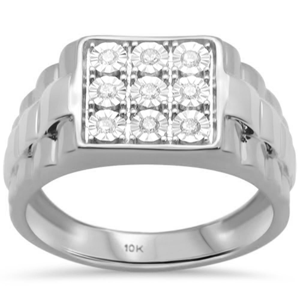 .14CT G SI 10KT White Gold Men's DIAMOND Miracle Illusion Ring Size 10