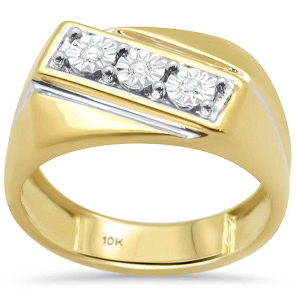 .06ct F SI 10K Yellow Gold Men's DIAMOND Miracle Illusion Band Fashion Ring Size 10