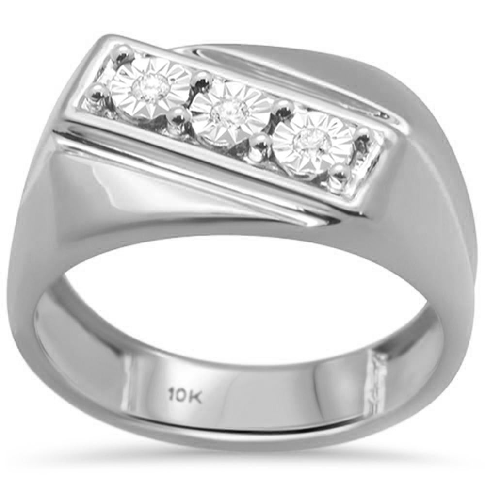 .07ct F SI 10K White GOLD Men's Diamond Miracle Illusion Band Fashion Ring Size 10