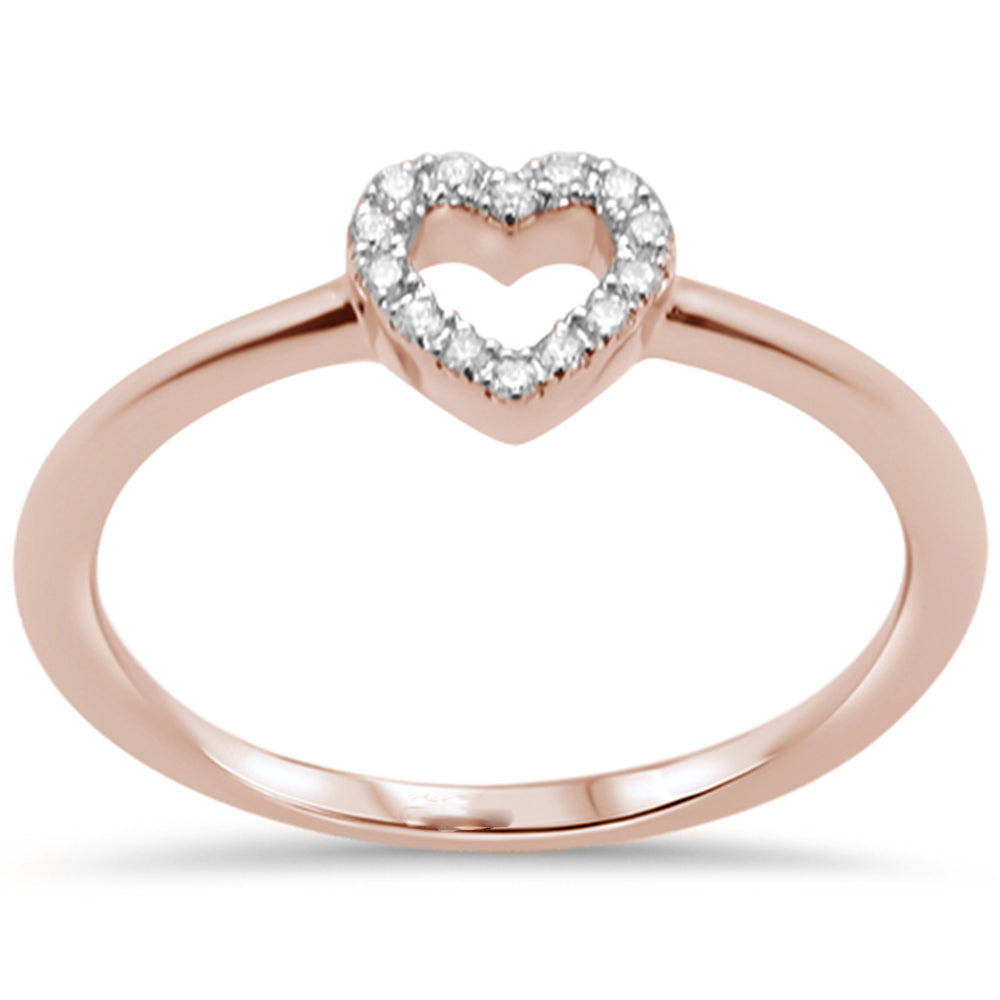 .08ct F SI 14K Rose Gold Heart Shaped Diamond RING Size 6.5