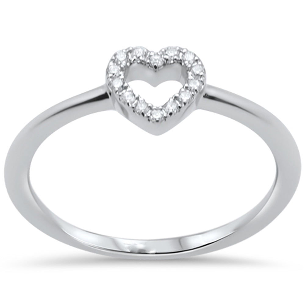 .08ct F SI 14K White Gold Heart Shaped Diamond RING Size 6.5