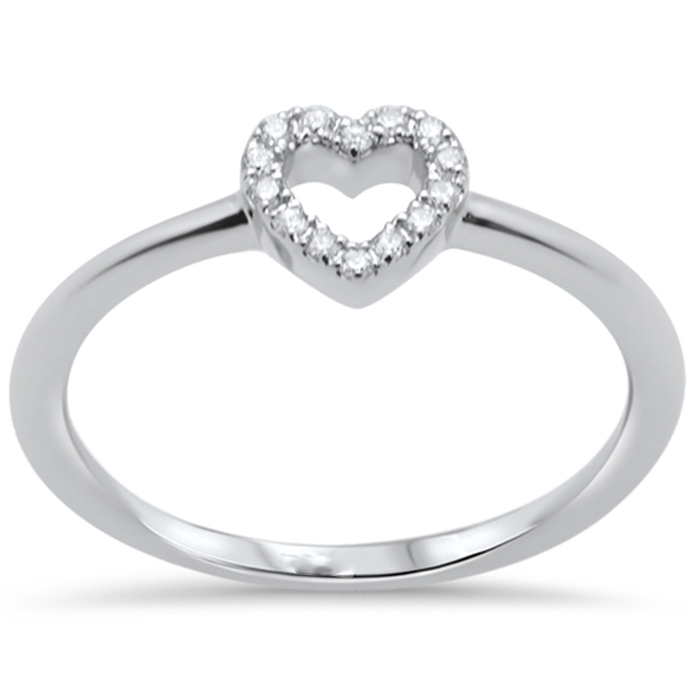 .08ct F SI 14K White Gold Heart Shaped DIAMOND Ring Size 6.5
