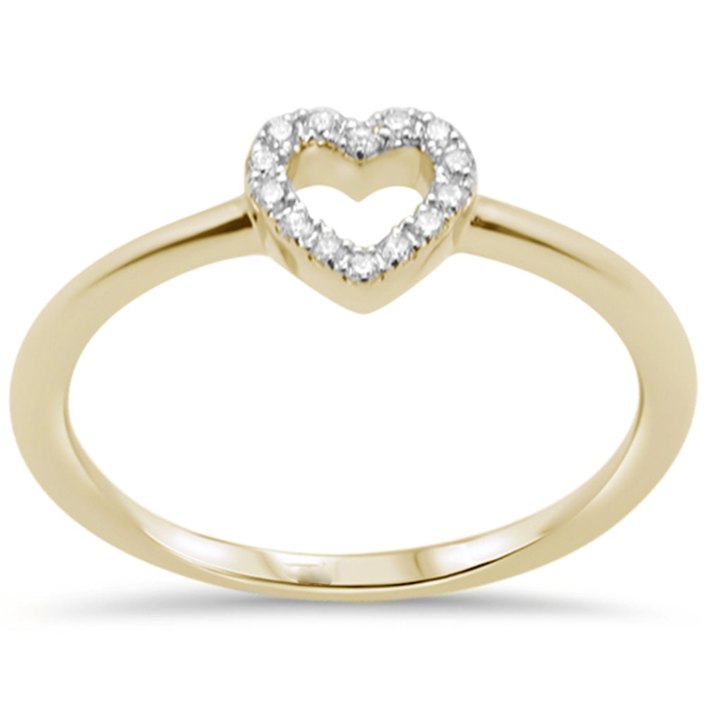 .08ct F SI 14K Yellow GOLD Heart Shaped Diamond Ring Size 6.5