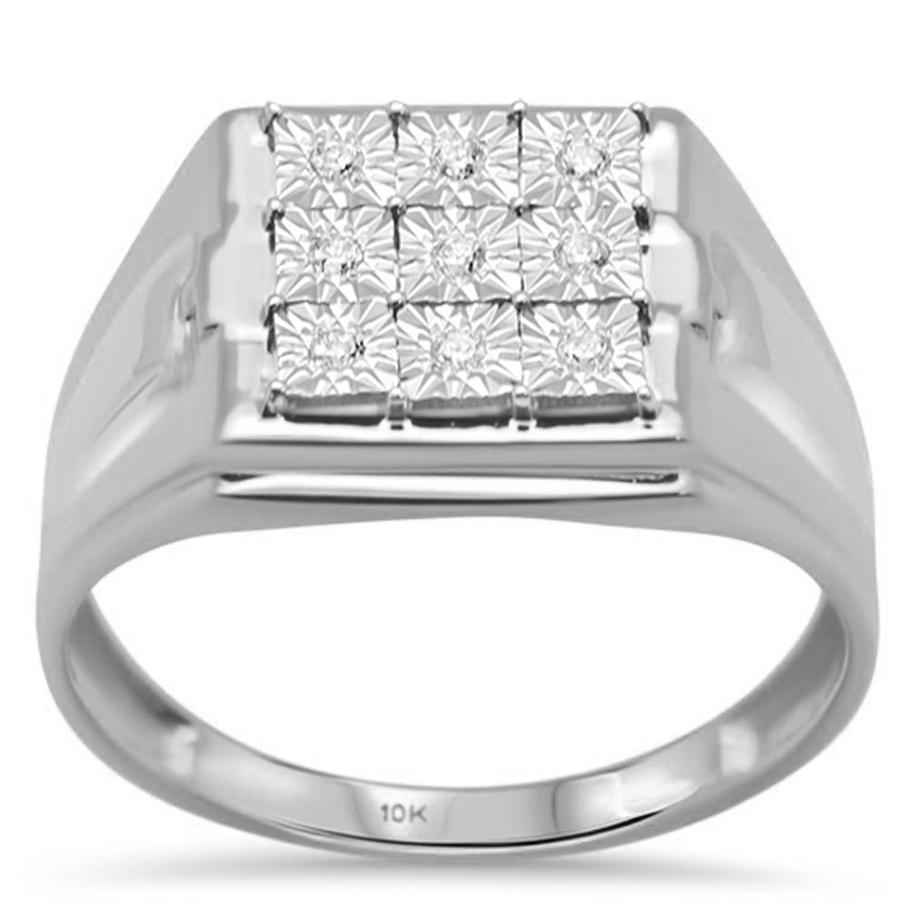 .10CT G SI 10K White GOLD Men's Diamond Miracle Illusion Ring Size 10
