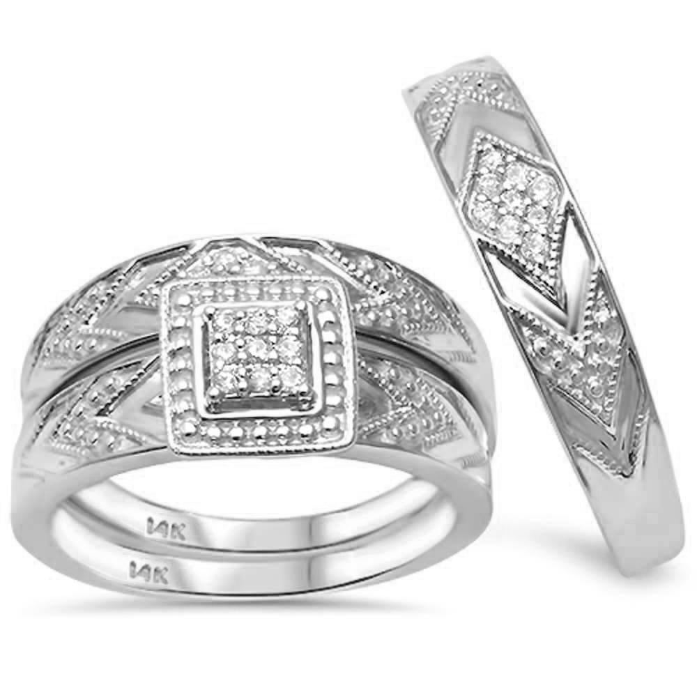 .18ct G SI 14K White GOLD Diamond Trio Wedding Set