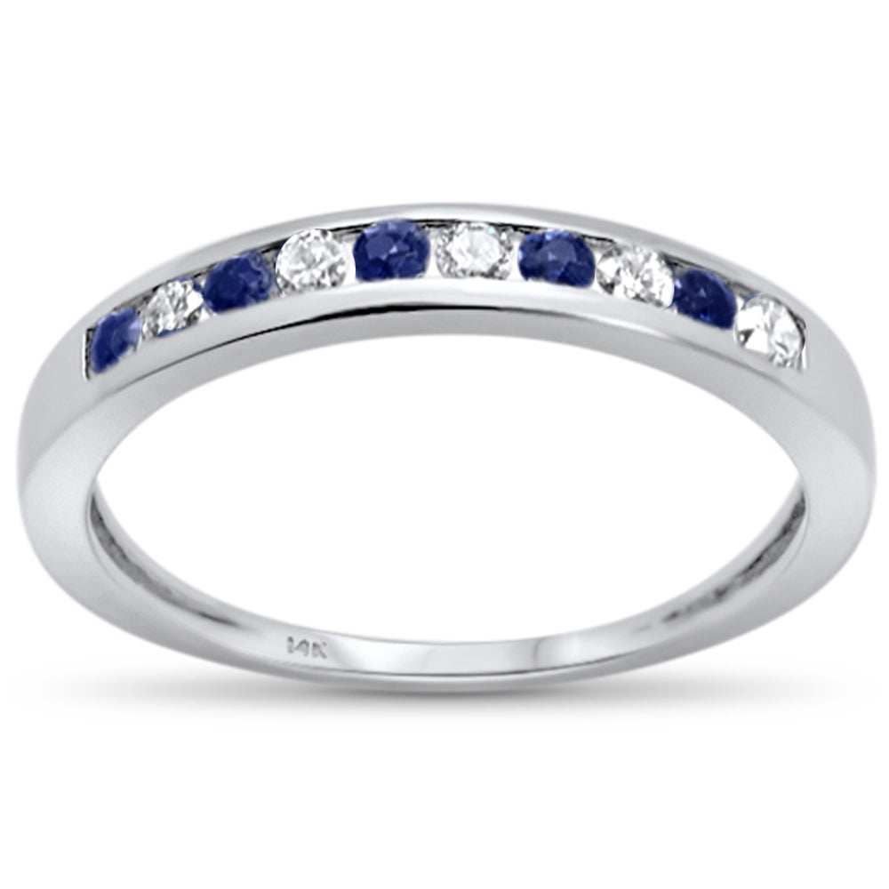 .33ct G SI 14K White Gold Blue Sapphire Diamond RING Size 6.5