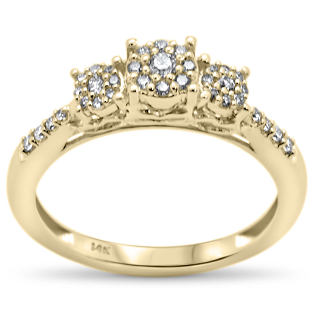 .25ct G SI 14K Yellow GOLD Diamond Three Stone Ring Size 6.5