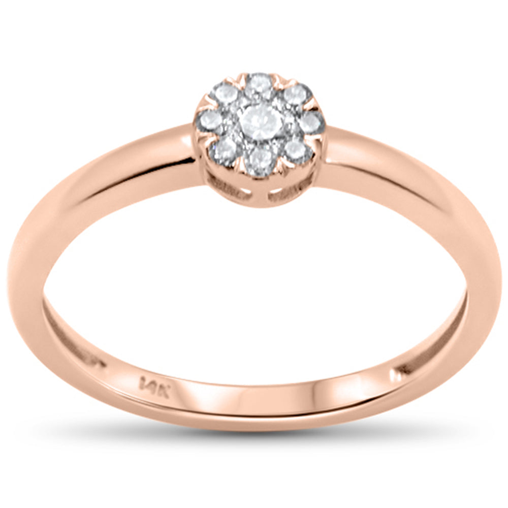 .09ct G SI 14K Rose Gold Round Diamond Solitaire RING Size 6.5