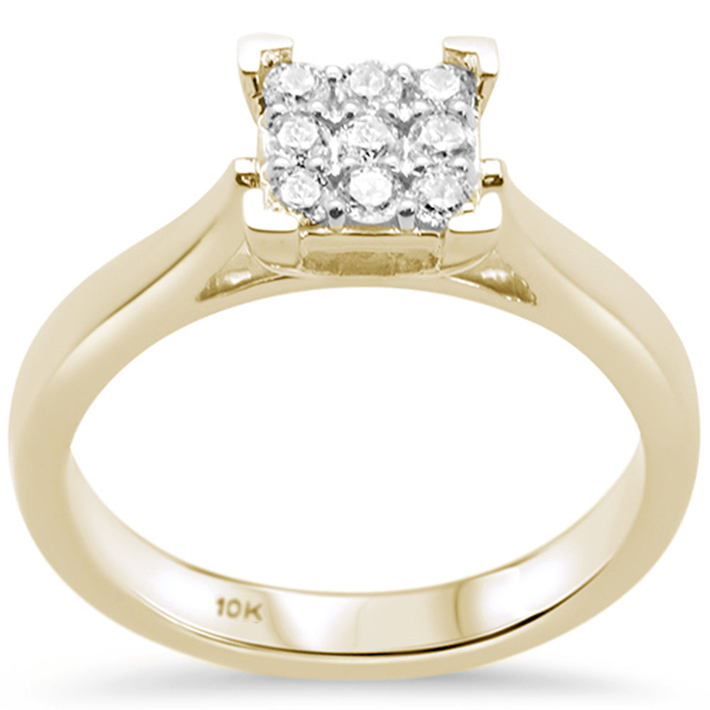 SPECIAL!  .26CT G SI 10K Yellow Gold DIAMOND Square Engagement Ring Size 6.5