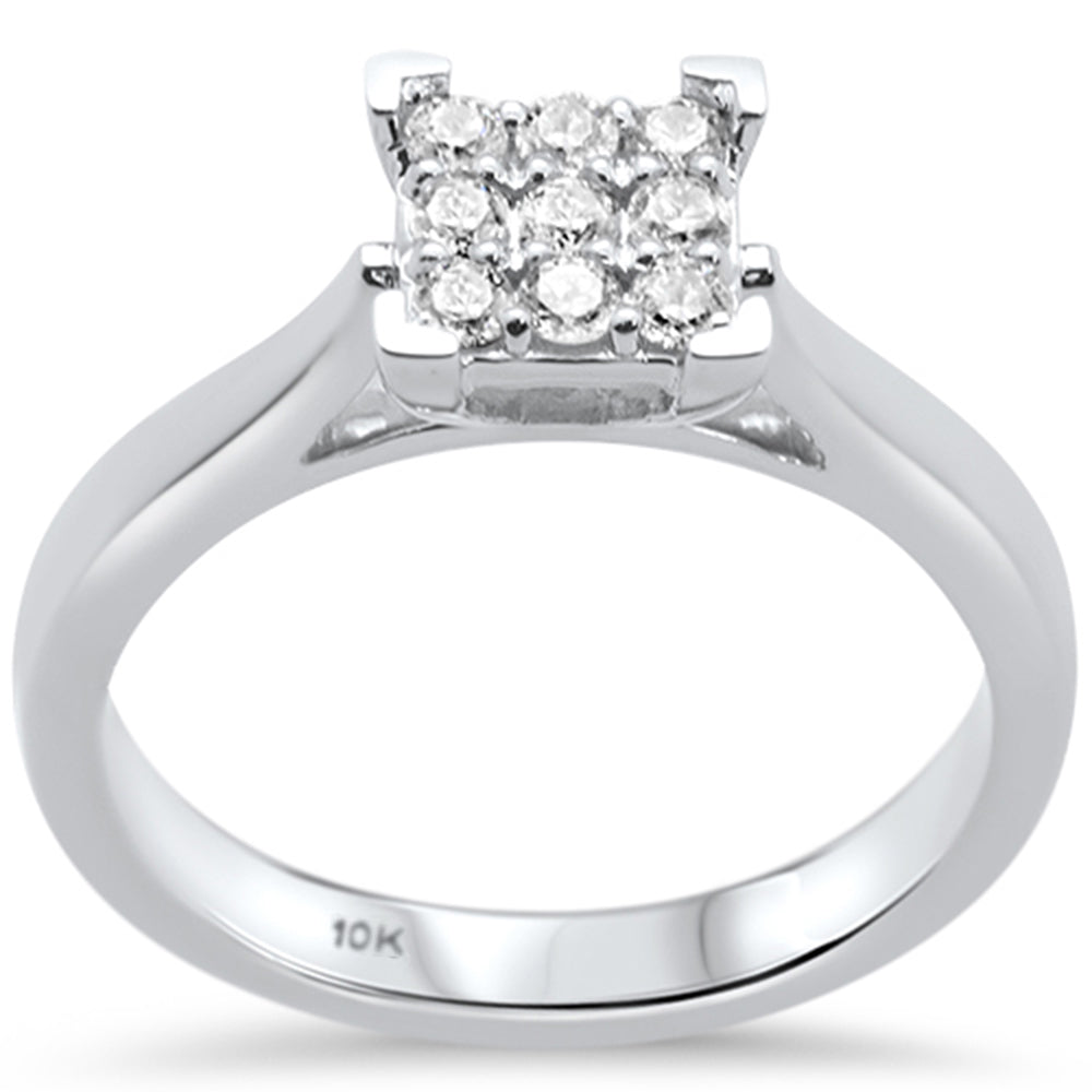 .26CT G SI 10K White Gold Diamond Square Engagement RING Size 6.5