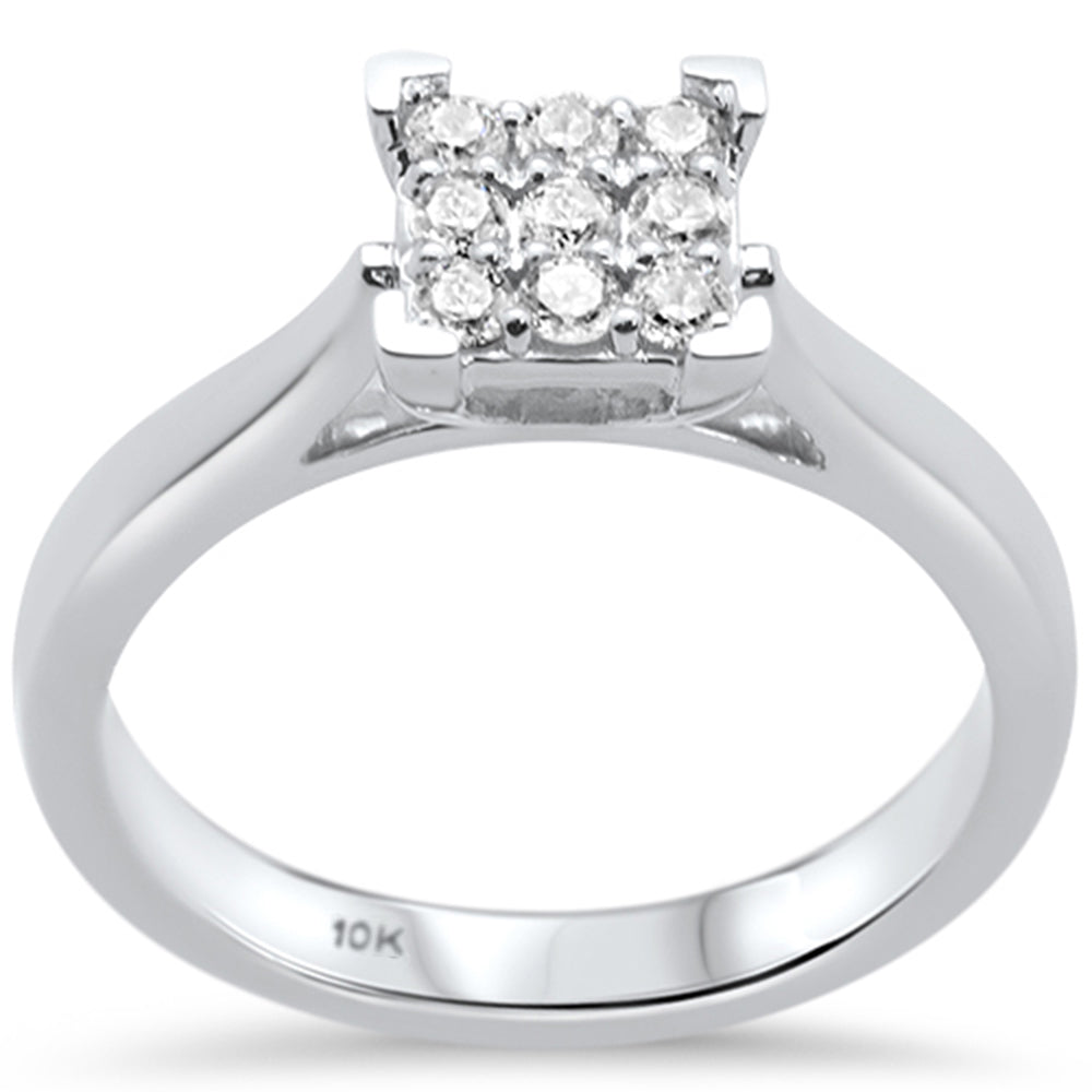 SPECIAL!  .26CT G SI 10K White Gold DIAMOND Square Engagement Ring Size 6.5