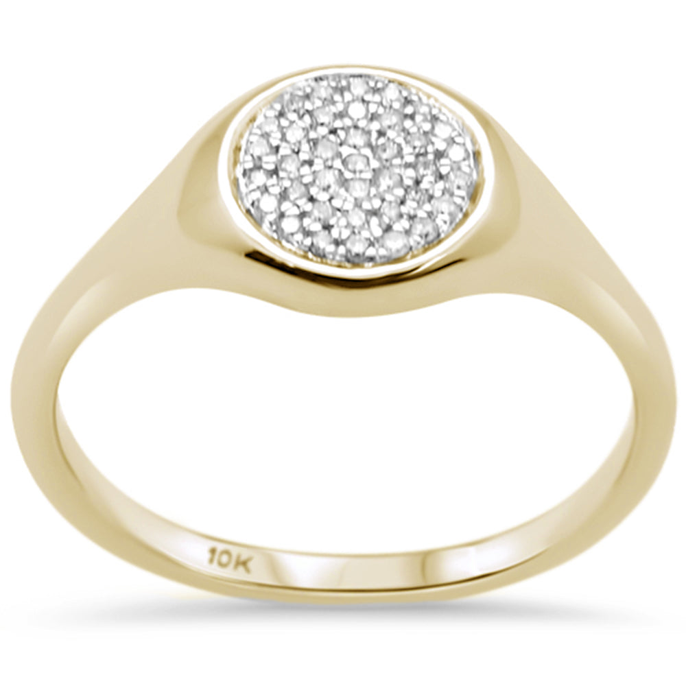 .10CT G SI 10K Yellow Gold DIAMOND Signet Micro Pave Ring Size 6.5