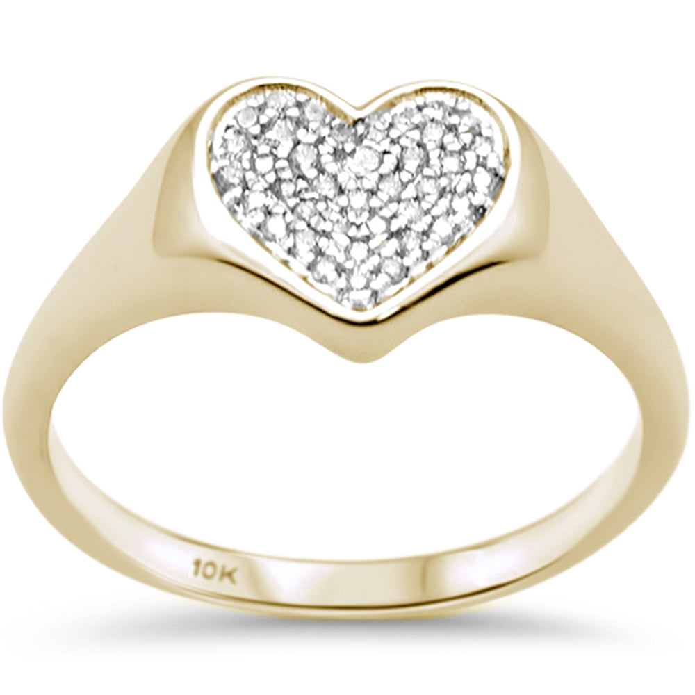 .11CT G SI 10K Yellow Gold DIAMOND Micro Pave Heart Ring Size 6.5