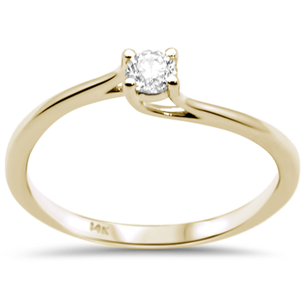 .15ct F SI 14K Yellow Gold DIAMOND Solitaire Engagement Ring Size 6.5