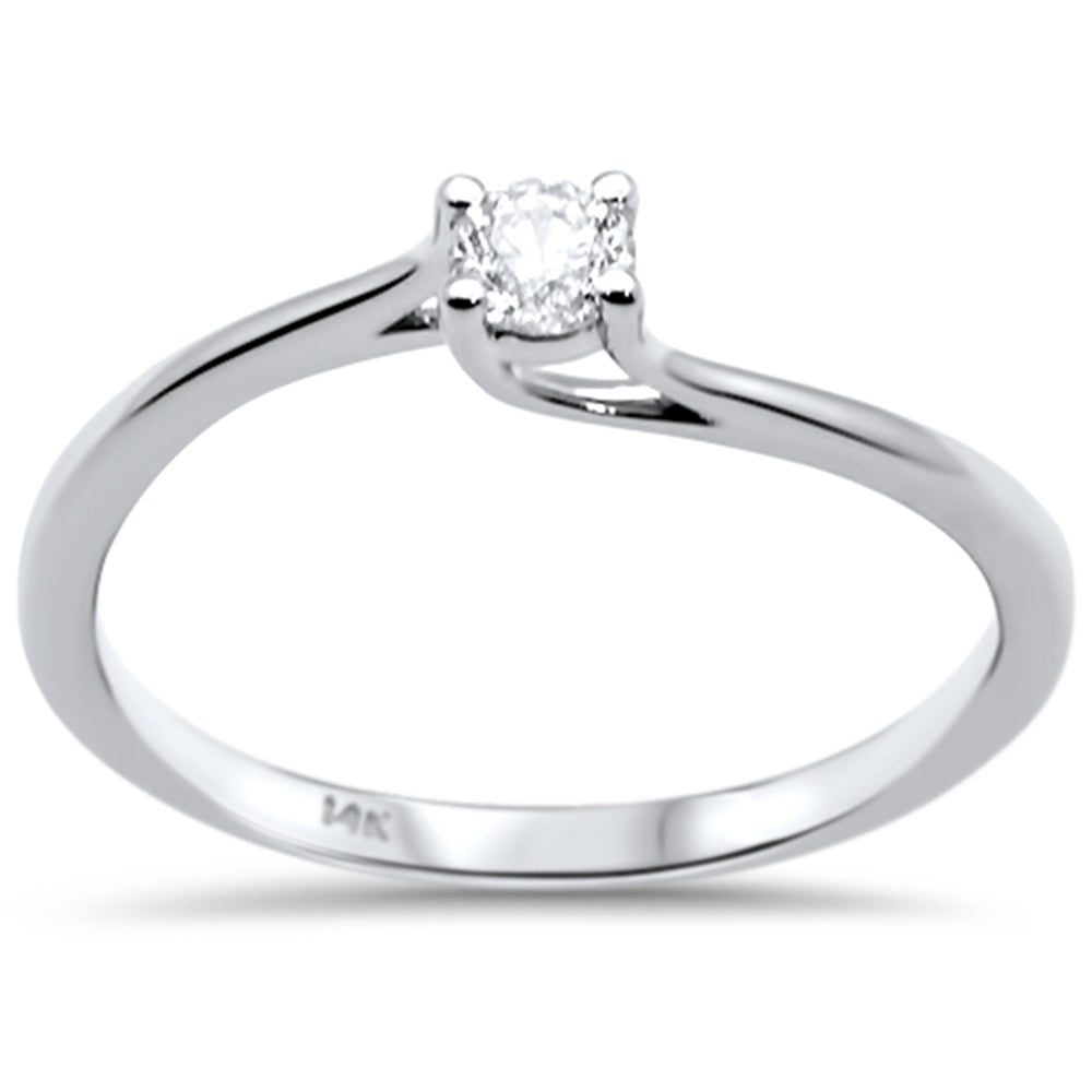 .18ct F SI 14K White GOLD Diamond Solitaire Engagement Ring Size 6.5