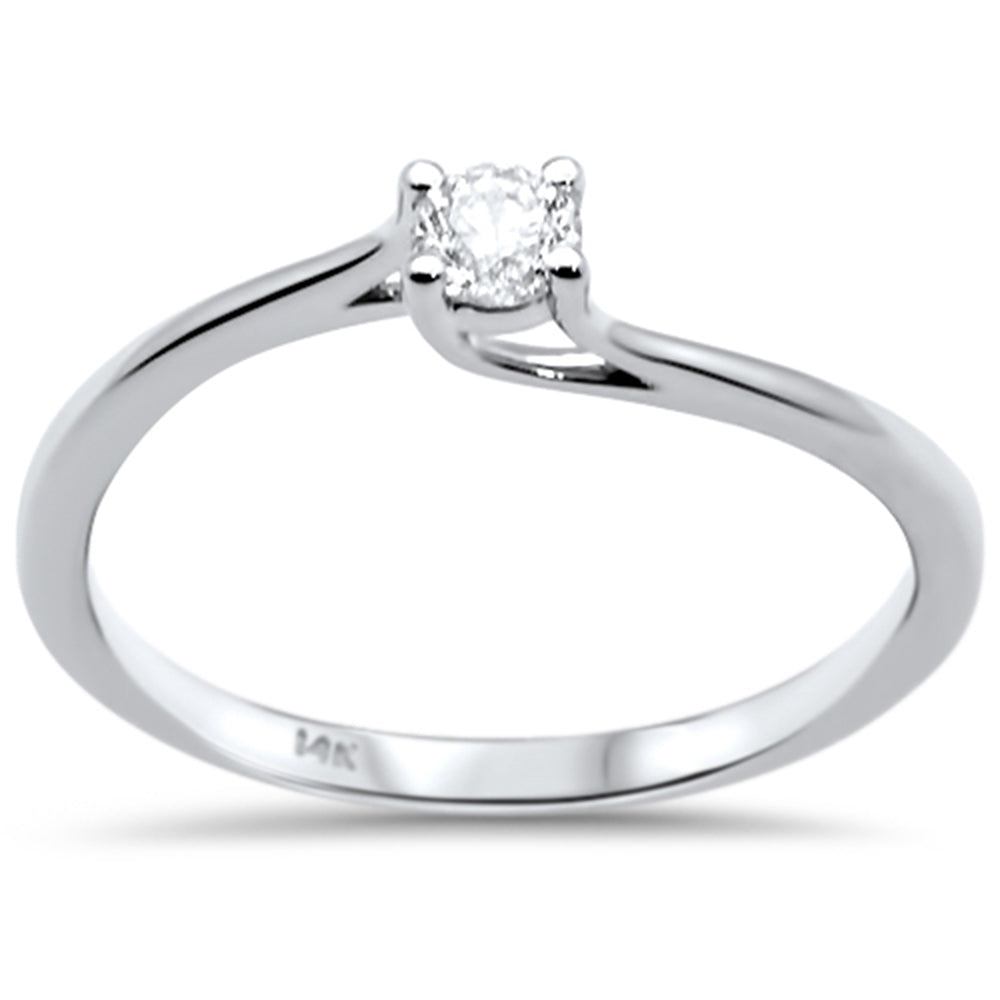 .18ct F SI 14K White Gold DIAMOND Solitaire Engagement Ring Size 6.5