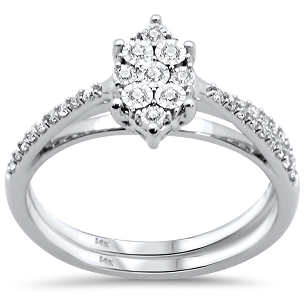 ''SPECIAL! .25CT G SI 14KT White GOLD Diamond Marquise Shape Brial Set Size 6.5''