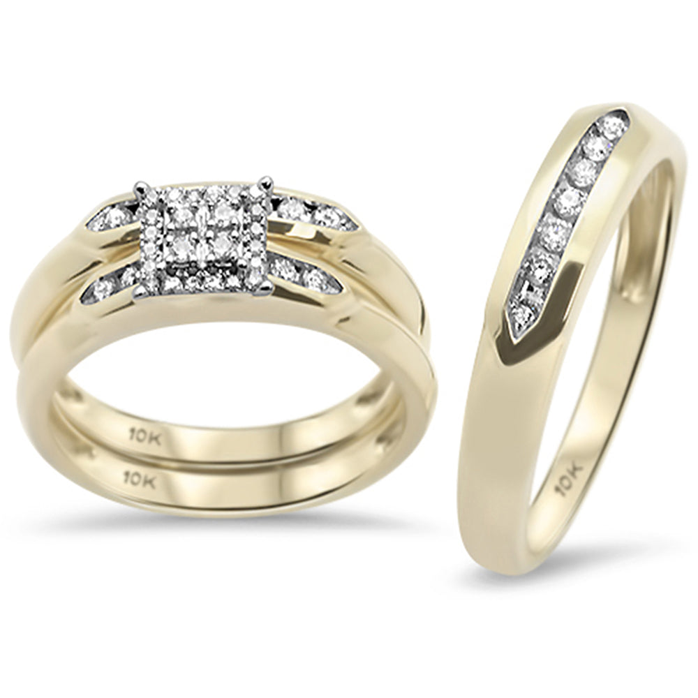 ''SPECIAL!.32CT G SI 10KT Yellow GOLD Diamond Wedding Trio Set Men's & Womens''