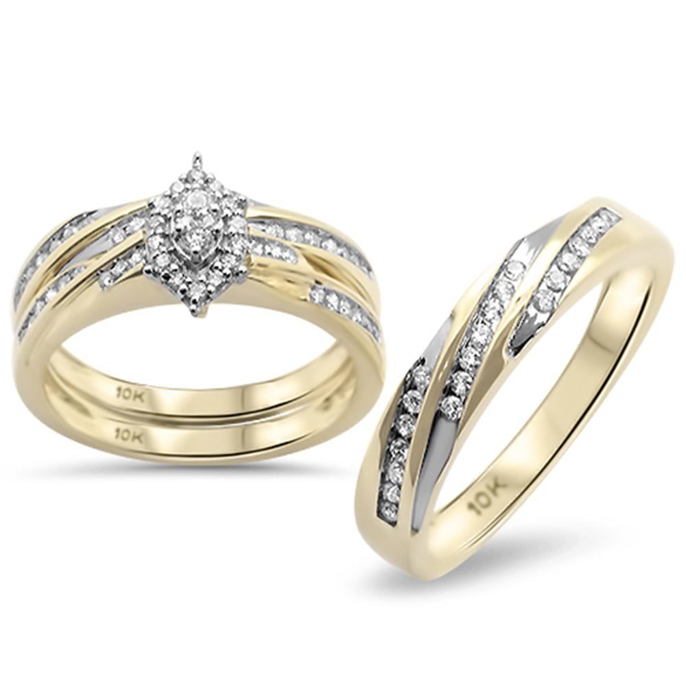 ''SPECIAL!.48CT G SI 10KT Yellow Gold Diamond Men's & Women's Engagement RING Trio Set''