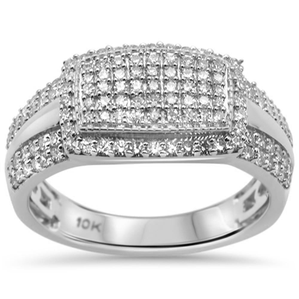 ''SPECIAL! .87ct G SI 10K White GOLD Diamond Men's Ring Size 10''